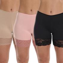 3X Kit 3 Short Anagua Segunda Pele Com Renda Para Usar Vesti