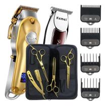 3X Kit 3 Tesoura Barbeiro Profissional Maquina Corte Acabame