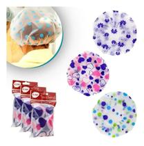 3X Kit 3 Toucas Para Banho Plástico Impermeável Reutilizável 3X Kit 3 Toucas Para Banho Plástico Impermeável Reutilizável