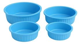 3X Kit 4 Bacias Redonda Colorida Pp/P/M/G Plástico Multiuso