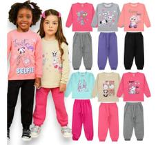 3X Kit 4 Peças Moletom Infantil Menina Inverno Outono 1 A 8