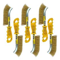 3X Kit 6 Escovas De Aço Com Cabo Para Limpeza De Churrasquei