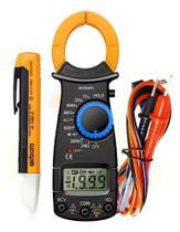 3X Kit Alicate Amperímetro Detector De Tensão Fase Caneta Te