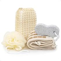 3X Kit Banho Bucha Esfregar Esfoliante Costas Nylon Pedra-Po 3X Kit Banho Bucha Esfregar Esfoliante Costas Nylon Pedra-Po