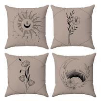 3X Kit Capas Almofadas Decorativas Lua E Flor 45X45 - Id Dec