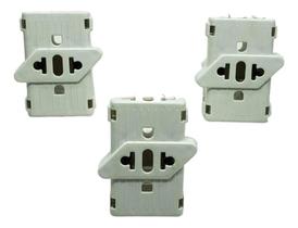 3X Kit Com 3 Adaptador Pino Universal Tomada Benjamim T 10A/