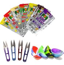 3X Kit Cuia De Silicone + Tesoura Bud + Seda Blunt