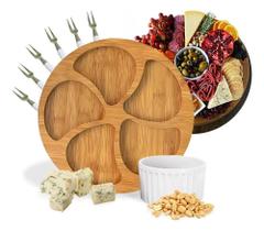 3X Kit Petisqueira + 6 Garfinhos + Ramekim Molheira Cor Marr