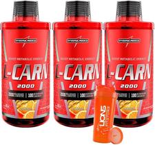 3x L-carnitina 2000 480ML Laranja - Integralmedica + Coqueteleira 700ml Personalizada Cor Sortida