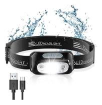 3X Lanterna Cabeça Headlight Recarregavel Sensor Prova D'Águ