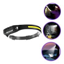 3X Lanterna De Cabeça Led Recarregável Fita Ajustável Cob Us