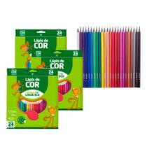 3x Lápis de Cor Ecológico 24 Cores Sextavado LeoeLeo