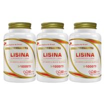 3x Lisina 1000mg Pura 180 Cápsulas - Flora Nativa do Brasil