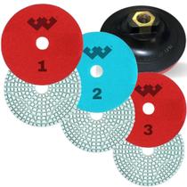 3x Lixa Diamantada 3 Passos Polir Granito e Suporte Brinde