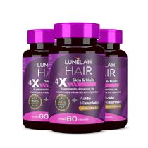 3x LUNELAH CABELO PELE E UNHAS + ACIDO HIALURONICO 60CAPS 3x LUNELAH CABELO PELE E UNHAS + ACIDO HIALURONICO 60CAPS