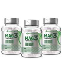 3x Mag3 Dimalato Quelato Taurato + Inositol Puro 500mg 180Cáps