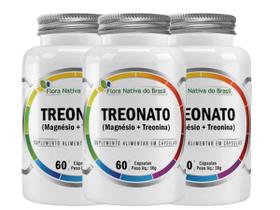 3x Magnésio L Treonato Puro Concentrado 180 Cápsulas 600mg Flora Nativa do Brasil