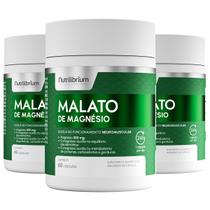 3x Magnésio Malato Total 180 Cápsulas 300mg Nutrilibrium
