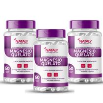 3x Magnésio Quelato 260mg Por Porção 60 Nataly