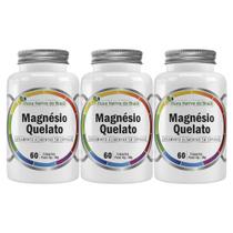 3x Magnésio Quelato Puro Concentrado 60 Cápsulas 500mg Flora Nativa do Brasil