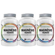 3x Magnésio Taurato Puro 60 Cápsulas 500mg - Flora nativa do Brasil