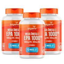 3x Mega Ômega 3 Epa 1000mg Dha 400mg Meg-3 Bigens 60 Capsulas