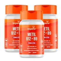 3x Metil B12 + Metil B9 Bigens Morango 60 Pastilhas -