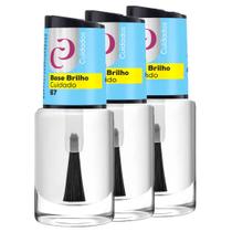 3x O Melhor Esmalte Cuidados Base Brilho 10ml - Cora Ref.68