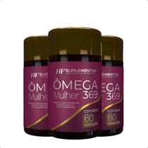 3x omega 3 6 9 mulher 60 caps hf suplementos