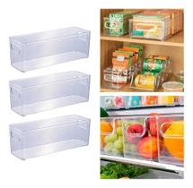 3X Organizador 10X30 Geladeira Armário Plasutil Kit Com 3