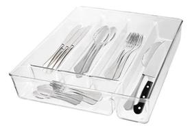 3X Organizador Acrílico Talheres Gaveta 5 Divisórias 27X35Cm