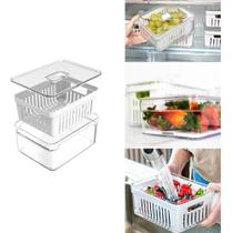 3X Organizador De Geladeira 2,2 Litros Com Cesto Clear Fresh