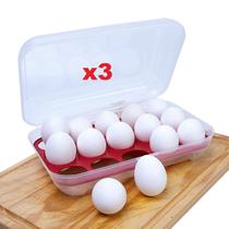 3x Organizador Porta Ovos Geladeira Grande Com Tampa 15 Un