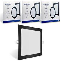 3x Painel Plafon Quadrado Embutir Preto 18w 3000k Quente