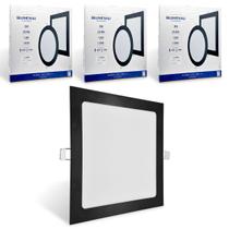 3x Painel Plafon Quadrado Embutir Preto 18w Luz Neutra 4100k