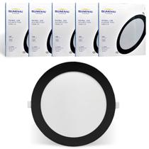 3x Painel Plafon Redondo Embutir Preto 18w Luz Neutra 4100k