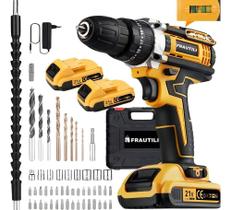 3X Parafusadeira Furadeira Profissional 2 Baterias Com Malet