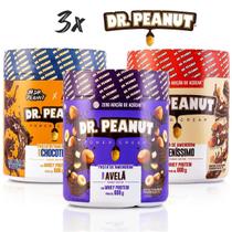 3X Pasta De Amendoim 600G Com Whey Protein Isolado Dr Peanut