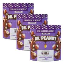 3x Pasta De Amendoim Avelã C/Whey Isolado 650g-Dr Peanut