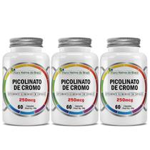 3x Picolinato De Cromo Puro 180 Cápsulas Flora Nativa do Brasil
