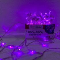 3x Pisca Pisca Natal Led 100 Lâmpadas Lilas 220v Fio Transparente