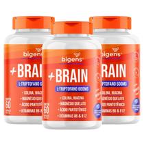 3x Plus Brain L-Triptofano 600mg Bigens 60 Capsulas