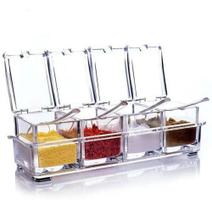 3X Porta Condimento Organizador Tempero Acrílico Cozinha