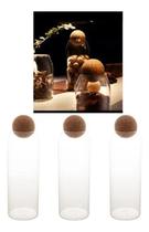 3X Pote Vidro Rolha Cortiça Borossilicato Tampa Esfera 1,3L