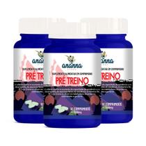 3x Pré Treino c/ Cafeína Vita B6 B12 C e Cromo 60 Comp 1200mg