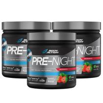 3x Pre Treino Pre-Night Sem Cafeína Body Action Morango 200g -