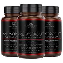 3x pré workout cafeinne 400mg 60 capsulas - natures now