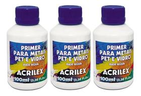 3X Primer Metais Pet Vidro 100ml Acrilex