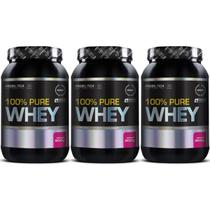 3x Probiótica 100% Pure Whey Nova Fórmula Pote 900G Morango