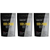 3x Probiótica 100% Pure Whey Refil - 900G Morango Suplemento